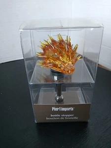 Pier 1 Imports Amber Art Glass Wine Bottle Stopper 'Hedgehog' Art Decor - Picture 1 of 6