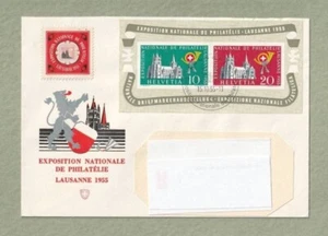 CH 1955, "Lausanne-Briefm.-Ausstellung" Block 15 auf Brief (FI11916) gest. - Bild 1 von 1