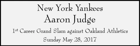 Aaron Judge Grand Slam Custom Laser Engraved 2 x 6 inch Plaque FREE SHIP Cover
