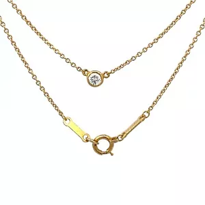 .08 Carat Diamond Elsa Peretti Tiffany & Co Bezel Set Necklace 18k Yellow Gold - Picture 1 of 7