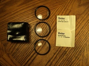 Vintage Vivitar 52mm Close-Up Lenses No. 1, 2 & 4 w/ Leather Case & Inst  Japan - Picture 1 of 12