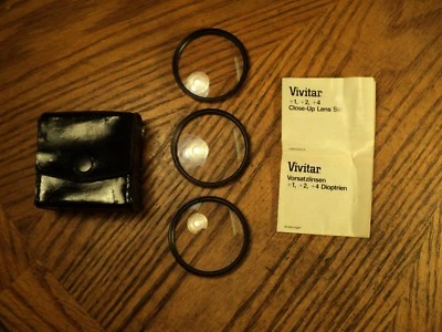 Vintage Vivitar 52mm Close-Up Lenses No. 1, 2 & 4 w/ Leather Case & Inst  Japan - Image 1 of 4
