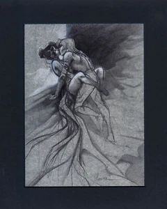 YSLAIRE SAMBRE ET JULIE L'ÉTREINTE SOUS PASSE-PARTOUT 24 x 30 cm BLANC - Picture 1 of 1