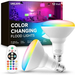 BR30 Color Changing Light Bulb, LED Flood Lights 1W Dimmable, 100W 2 - Picture 1 of 8