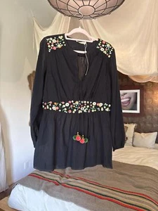 Women’s NWOT Tory Burch Fleur Pom Pom Tunic Top Size 10 - Picture 1 of 9