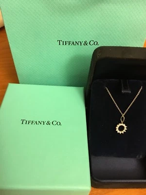Authentic Tiffany platinum open circle diamond pendant necklace 16 Inches - Image 1 of 4