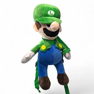 NINTENDO SUPER MARIO BROS LUIGI PLUSH DOLL ZIPPERED STASH BACKPACK 18" - Picture 1 of 6