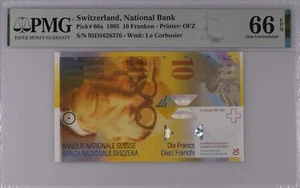 Switzerland, 10 Francs - 1995 - P-66a - PMG 66 EPQ - Picture 1 of 2