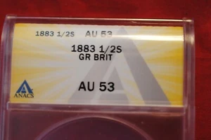 1883 Great Britain 1/2 Gold Sovereign AU 53 ANACS - Picture 1 of 10