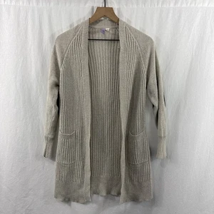 Alya hellbraune Strickjacke Langarm geknöpfte Seiten Patch Ellenbogen Gr. Medium - Bild 1 von 12