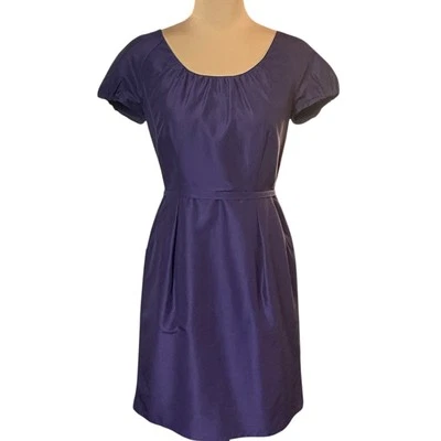 J Crew Shift Dress  Women’s Sz 2 Purple Cotton Silk Pockets Office Career Preppy - Image 1 of 4