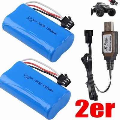 2Pcs Li-Ion Akku 7.4V 1500mAh Batterie Slowfly SM-3P RC Helikopter Auto Heli DHL - Bild 1 von 4