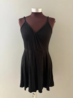 Y2K Mossimo Tank Dress Sz S Black Tunic Babydoll Dark Fairy Twilight Ribbed Soft - Image 1 of 4