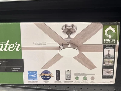 Hunter Anza 52" Ceiling Fan 6 Blade 53284 LED Light w/ Remote Brushed Nickel - Image 1 of 3