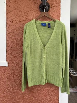 Suéter cárdigan de verano Grinch verde lima liso para mujer talla L de colección j h Foto 1 de 4