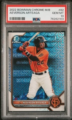 2022 Bowman Chrome Mega Box Prospects #BCP82 Aeverson Arteaga PSA 10 - Image 1 of 2