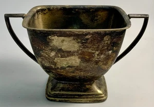 Vintage antike versilberte offene Zuckerdose mit Doppelgriff Serviergeschirr - Bild 1 von 11