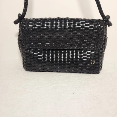 Винтажная черная тканая кожаная сумочка наплечная сумка Etienne Aigner  - Изображение 1 из 4