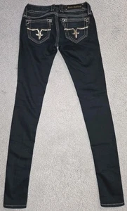 Rock Revival Jacklyn Jeans Super Skinny Women Size 25X34 Sequin Dark Wash Nice! - Picture 1 of 7