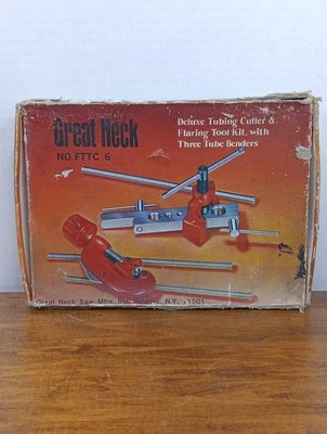 VINTAGE GREAT NECK Deluxe cortador de tubos e kit de ferramentas de queima com 3 dobradores de tubos. - Imagem 1 de 4