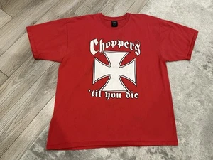 Camiseta roja clásica vintage Y2K Choppers Til You Die adulto talla XL motociclista - Imagen 1 de 10