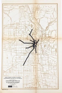 1925  LOS ANGELES - BOSTON RAPID TRANSIT LINE  Map ORIGINAL  WESTLAKE ECHO PARK - Picture 1 of 4