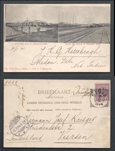 Belawan Railway Station Bridge Sumatra Indonesia stamp overprint ca 1899 - Picture 1 of 3