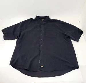 Bruno Shirt Men XXXL Black Button up short sleeve Made in Italy Mandarin Collar - Picture 1 of 8
