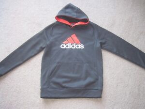 ADIDAS BLACK HOODIE KIDS 14-16 RED/WHITE LOGO ACROSS FRONT,GOOD CONDITION,COMFY
