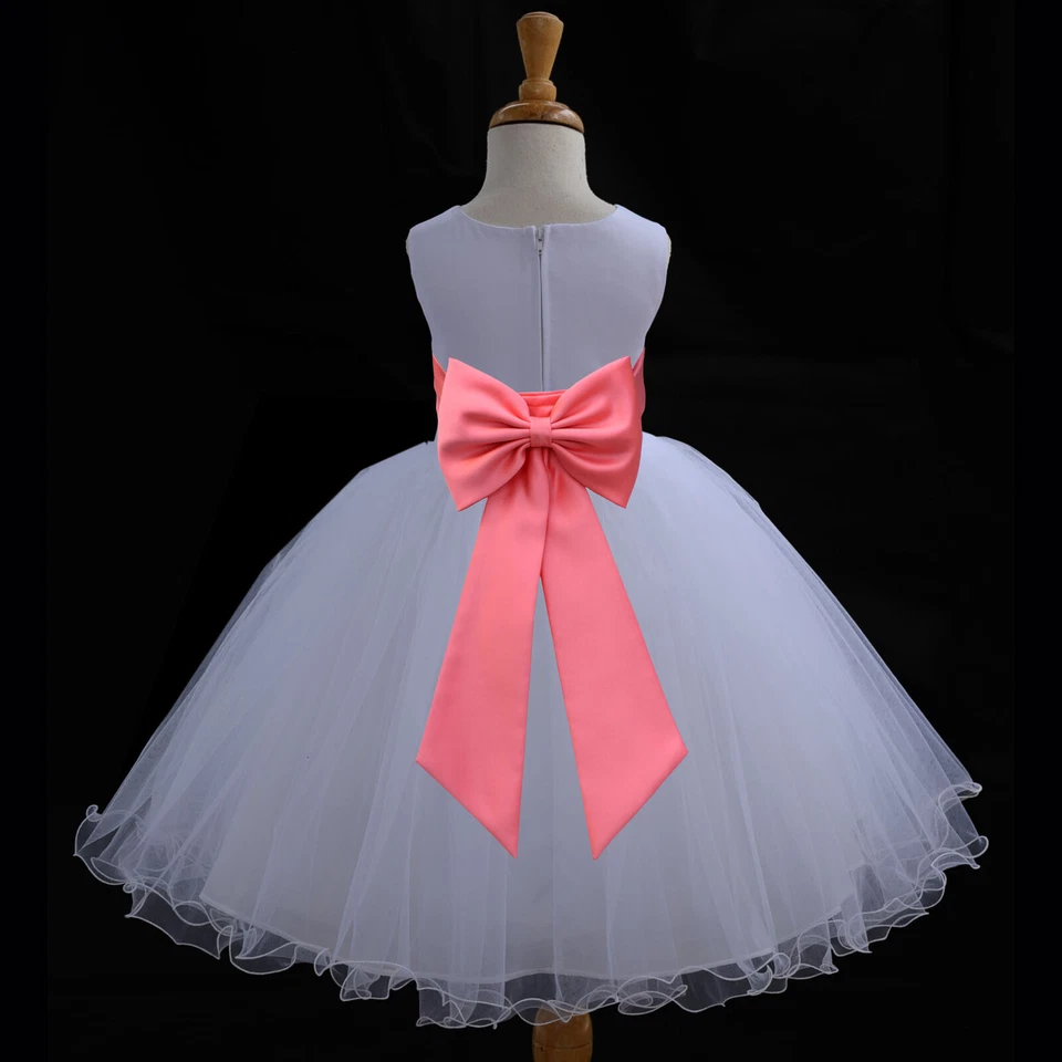 VESTIDO NIÑA FLOR DESFILE BLANCO BODA 12-18m 2 4/5T 6 6X 7 8 9 10 11 12 829cn Foto 1 de 1