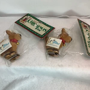 Vintage 1985 Schmid Holiday Christmas Ornaments 2 Rentiere Neu - S7 - Bild 1 von 5