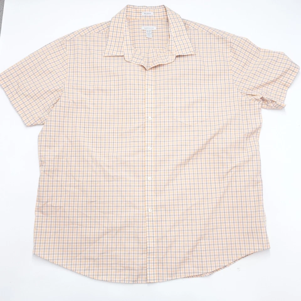 Van Heusen платье рубашка мужская 2XL (18-18,5) желтый клетку хлопок Оксфорд воротник - Изображение 1 из 4