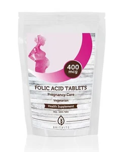 Tabletas de ácido fólico B9 400 mcg vitamina B9 7-30-60-90-120-180-250 - Imagen 1 de 11