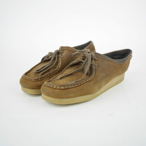 CLARKS 10 scarpe casual donna pelle scamosciata marrone Chukka Oxford con lacci