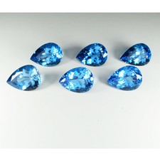147.00 ct  HOT LUSTROUS BEST SWISS BLUE   16 x 22 Pear  6pcs -  NATURAL TOPAZ  