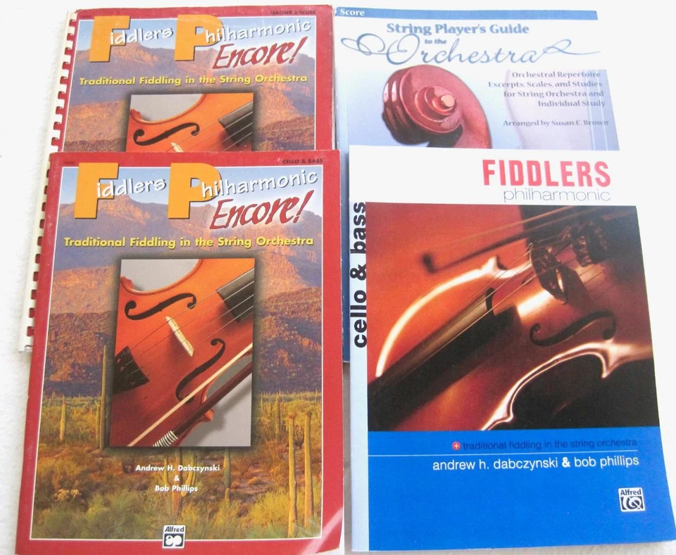 Set 4 String Player Orchestra Fiddlers Philharmonic Encore Cello Bass Teachers - Image 1 of 4