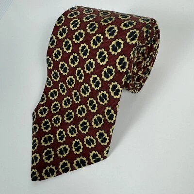 ВИНТАЖНЫЙ мужской галстук Brooks Brothers красный с геометрическим узором шерсть с цветочным рисунком - Изображение 1 из 4