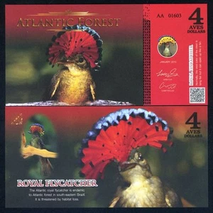Atlantic Forest 4 Aves Dollars 2015 - Royal Flycatcher, Birds F - Picture 1 of 1