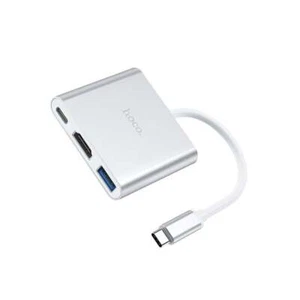 High-Speed Hoco HB14 USB-C to USB 3.0 + HDMI + PD Adapter - Silver - Picture 1 of 6