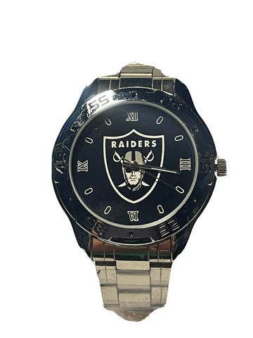 Oakland Raiders NFL Team Logo Stainless-Steel Link Silver Men's Watch NEW Cover