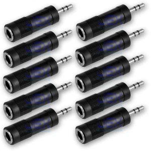 10X Stereo Female 1/4 6.35mm Audio Jack to Male 1/8" 3.5mm Headphone Adapter LOT - Picture 1 of 2