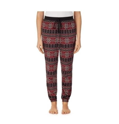 SECRET TREASURES BLACK RED BRICKS VELOUR JOGGER SLEEP LOUNGE PANTS 2X - Image 1 of 4
