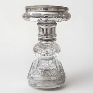 Antiqued Mercury Glass Medium Pillar Candle Holder - Picture 1 of 3