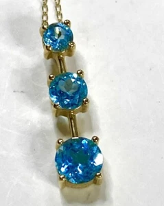 14 karat gold blue topaz Necklace Vintage - Picture 1 of 7