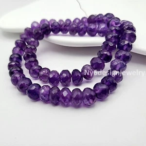 AAA Natural Purple Amethyst Faceted Rondelle Beads – 14'' Full Strand DIY JEWELR - Picture 1 of 7