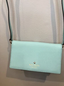 KATE SPADE crossbody Leather phone wallet mint colored NWOT - Picture 1 of 5