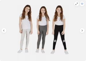 Vigoss Girl's 3 Pack  Comfy Leggings Star (Light Gray/Charcoal/Black,XS (5/6)NWT - Picture 1 of 4