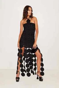 NEW NWT $495 SIMON MILLER "Beep Beep" lurex crochet maxi dress in black sz S - Picture 1 of 11