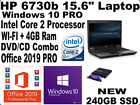  Hp Probook Laptop 6730b_windows 10 Pro_15.6" ☑️new 240gb Ssd☑️ Office 2019 Pro
