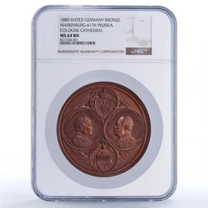 Germany Prussia Cologne Cathedral History Architecture MS64 NGC BN medal 1880 - Picture 1 of 2